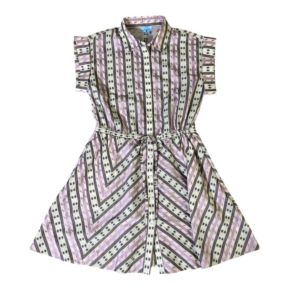 Draper James Women’s Small XS Phoebe Mini Shirt Dress Purple  Pockets EUC